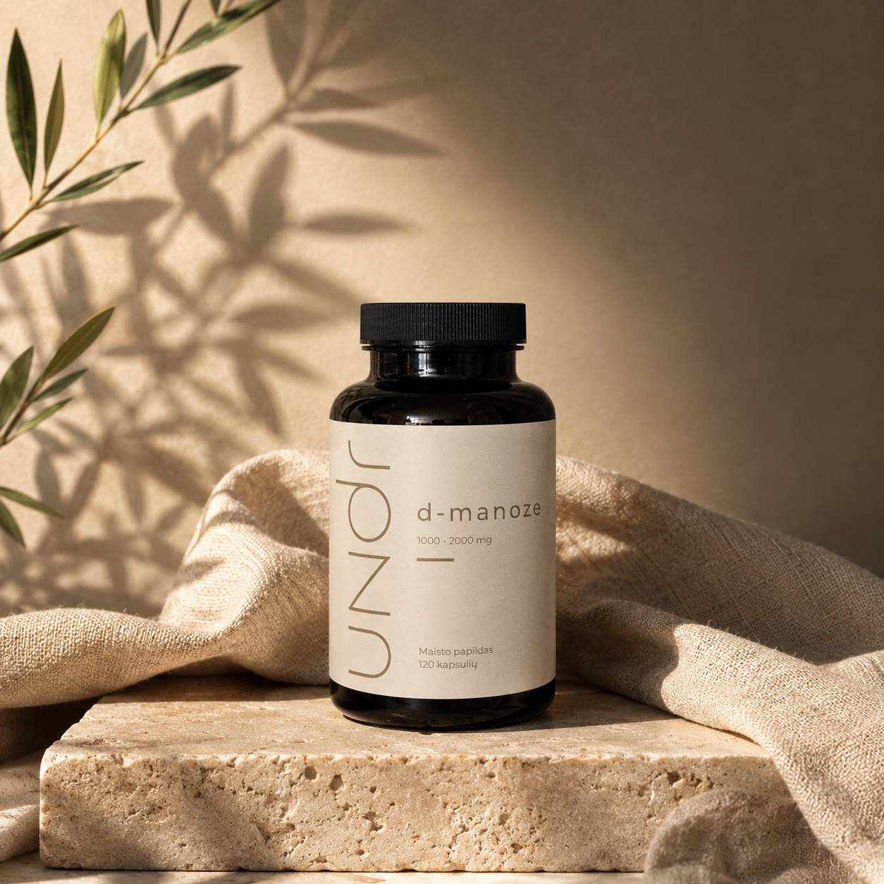 UNDR D-manozė 500 mg, 120 kapsulių
